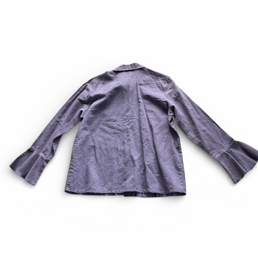 The Last Best Place Vintage Purple Ruffle Front Bell Sleeve Button Down - L - Picture 2 of 9
